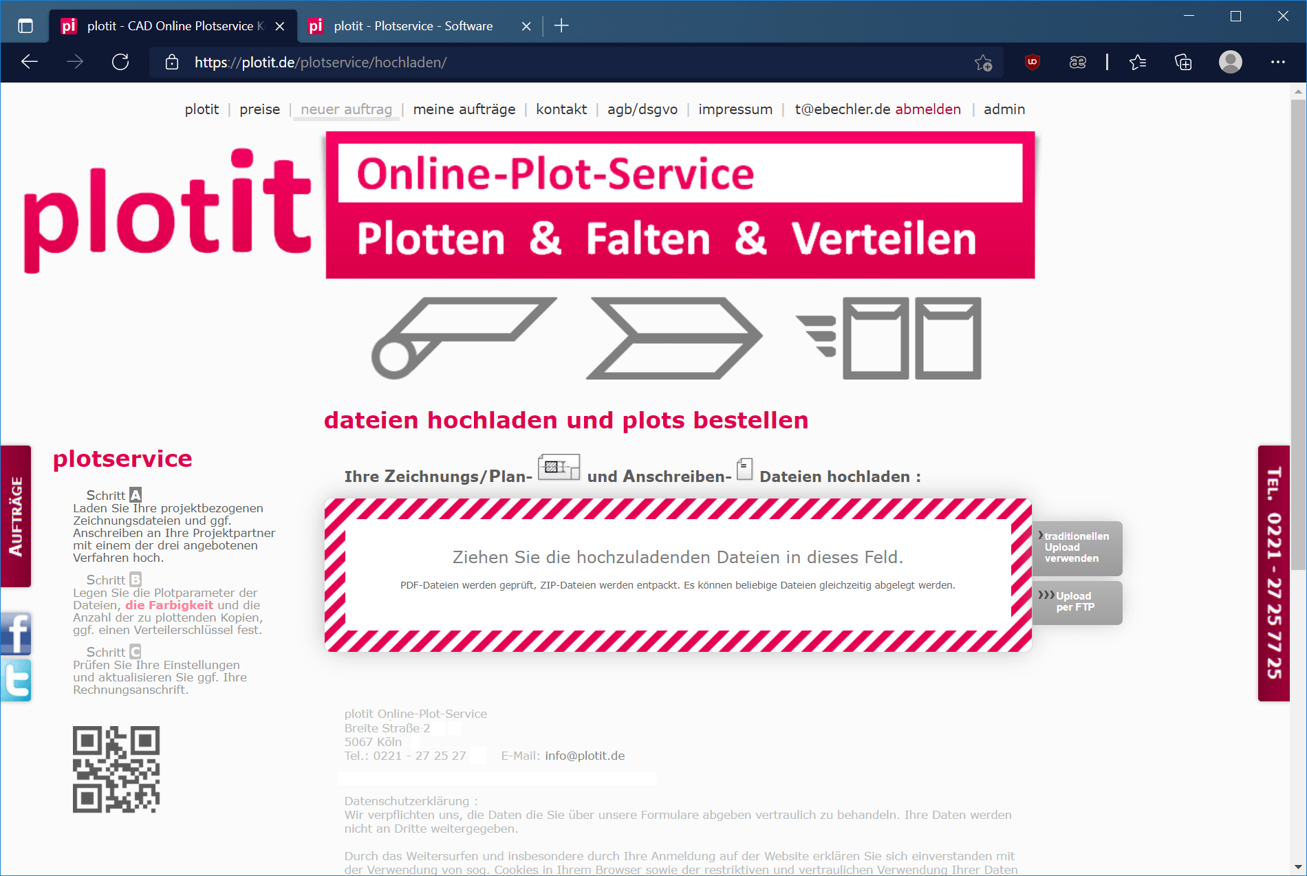 Plot-Dateien hochladen