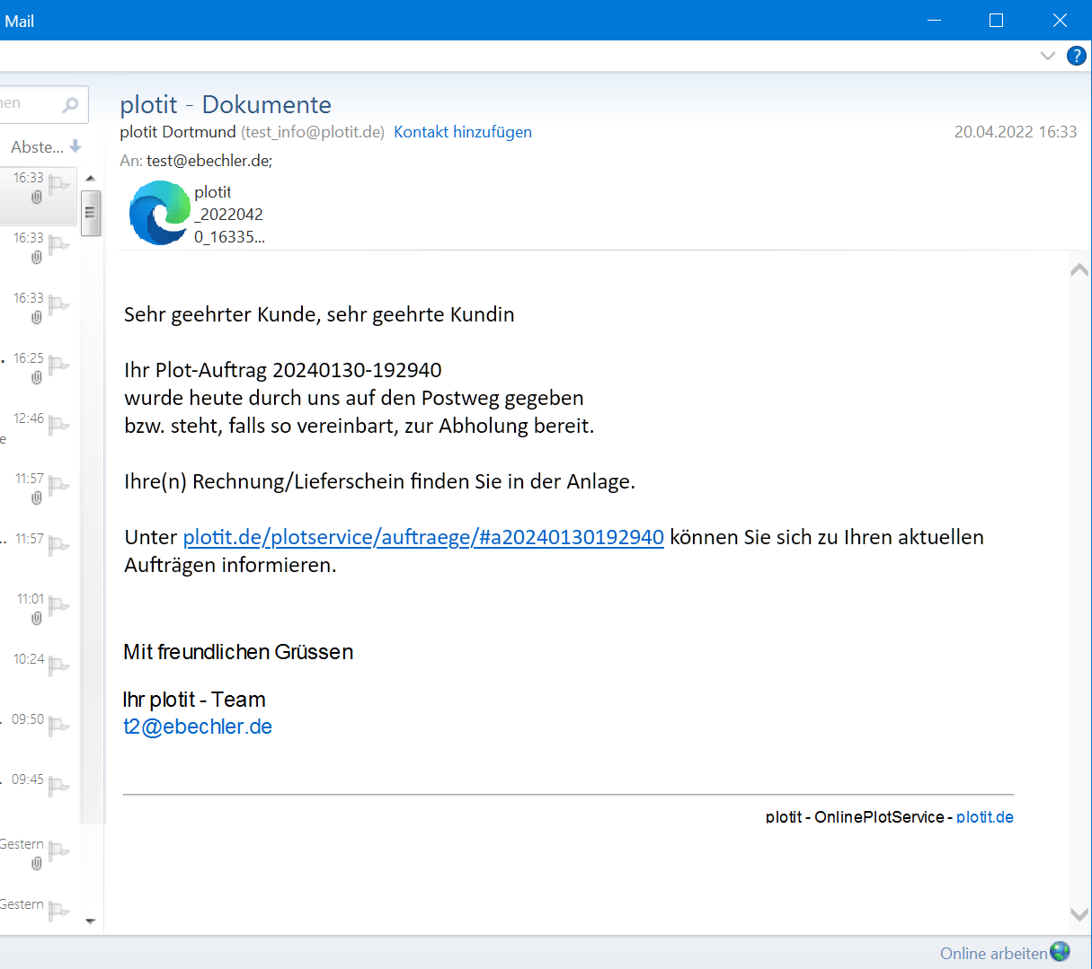 plotit-Versandmeldung