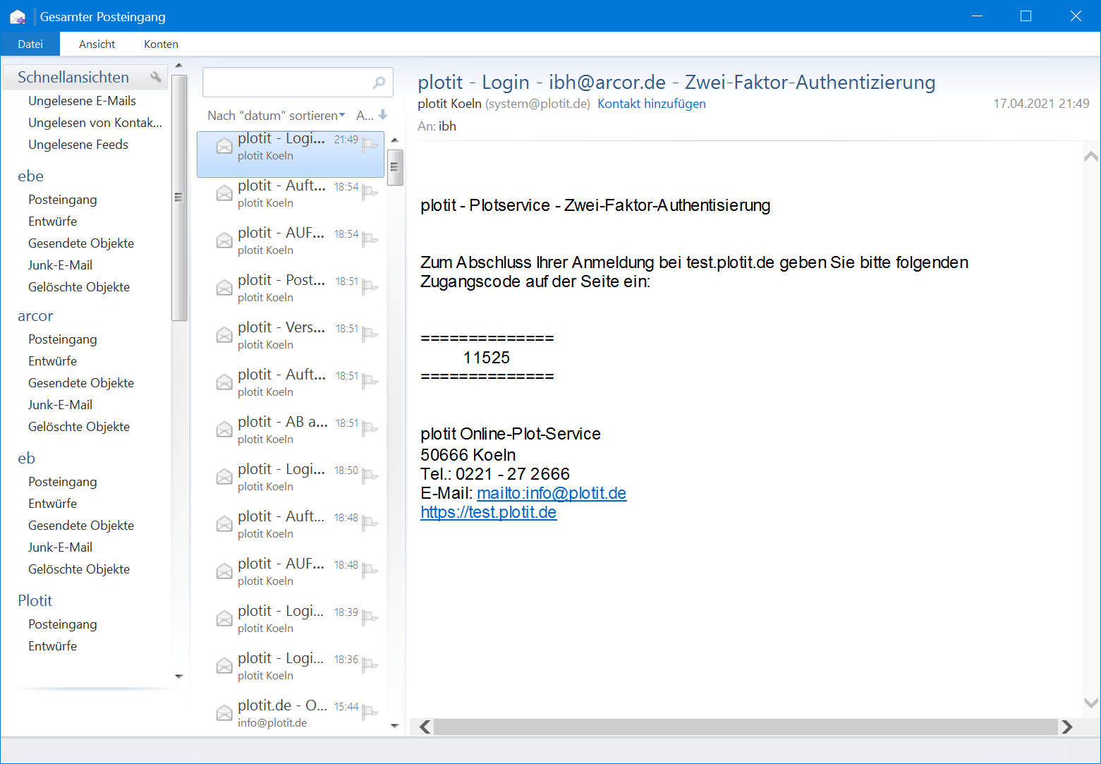 Zwei-Faktor-Authentisierung via E-Mail